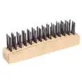Scratch Brush: Steel Bristles, Wood Handle, 4 41/64 in Brush Lg, Straight Handle