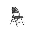 National Public Seating Folding Chair: 1100 Series, Black Seat, Polyethylene Seat, Steel Frame, 4 PK