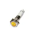 Flat Indicator Light: Yellow, Male .110 Connector, LED, 24V DC, 8mm Mounting dia