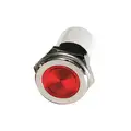 Flat Indicator Light: Red, Male .110 Connector, LED, 24V DC, Plastic (ABS)/LED/Brass Plated Chrome
