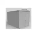 Porta-King Outdoor Storage Building: 770 cu ft, 8 ft. x 12 ft. x 9 1/8 ft, Gray, Assembled