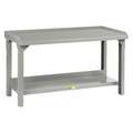 Workbench: 4,500 lb Load Capacity, 60 in Wd, 36 in Dp, 27 in to 41 in, Gray, Workbench