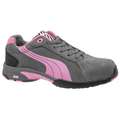 Puma Safety Shoes Athletic Shoe, 7 1/2, C, Women's, Gray/Pink, Steel Toe Type, 1 PR