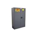 Hazmat Safety Cabinet: 45 gal, 43 in x 18 in x 65 in, Gray, Manual Close, 2 Shelves, Double Hinged