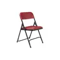 Black Steel Folding Chair with Burgundy Seat Color, 4PK