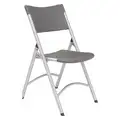 Silver Steel Folding Chair,Plastic,Charcoal,PK4 with Charcoal Slate Seat Color, 4PK