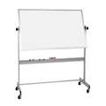 Gloss-Finish Porcelain Dry Erase Board, Mobile/Casters, 48" H x 72" W, White