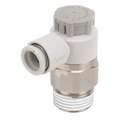 Elbow Speed Control Valve, 3/8" Valve Port Size, 8.0 mm Tube Size, Nickel-Plated Brass