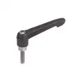 Kipp Adjustable Handle: Teardrop, Fiberglass Handle, Black Gray, M16 Thread Size, 30.00mm Screw Lg