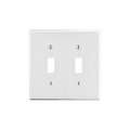 Hubbell Wiring Device-Kellems Toggle Switch Wall Plate: Toggle, Plastic, White, 0 Outlet Openings, 2 Switch Openings