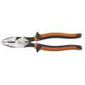 Klein Tools Linemans Plier: Insulated, Flat, 9 1/2 in Overall L, 1 5/8 in Jaw L, 1 3/8 in Jaw Wd