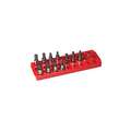 Red, Hex/Torx Socket Bit Tray, Plastic, 5/8"Overall Width, 3-1/4"Overall Depth