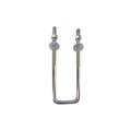 Square U-Bolt: 304 Stainless Steel, Plain, 3/8"-16 Thread Size, 2 in Inside Wd/Dia, 3 in Inside Ht