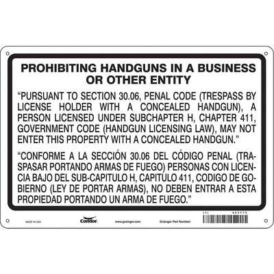 No Concealed Weapons Sign,36"