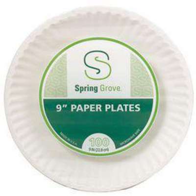 Disposable Plate,White,9 In,Pk