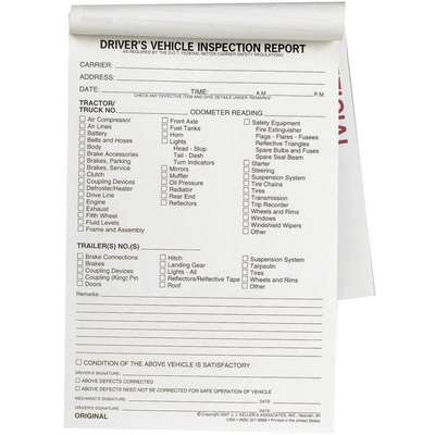 W/Carbon Vehicle Inspection Form 2 Ply