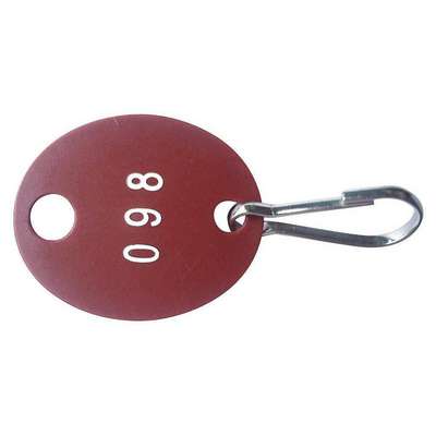 Pack of 100 Key Tag Numbered 101 to 200 Dark Red 33J884 Oval 
