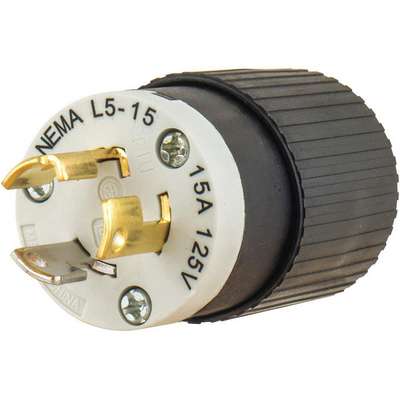Locking Plug,Black/Wht,125VAC,