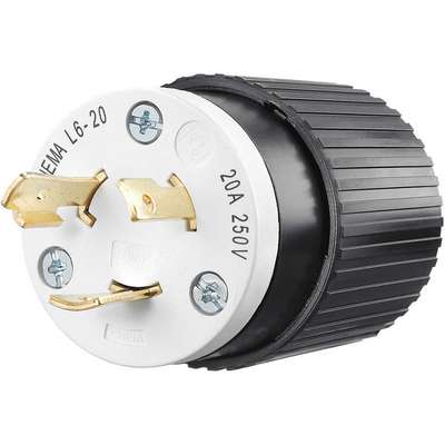 Locking Plug,Black/Wht,250VAC,