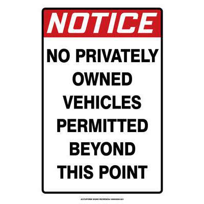 Sign-No Privately Owned Vehicl