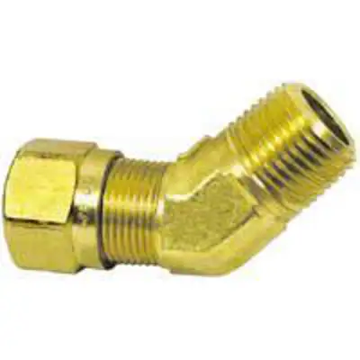 Push-in 45° Male Elbow 3/8 Tube O.D Midland 540606 Brass D.O.T 3/8 Male NPTF 