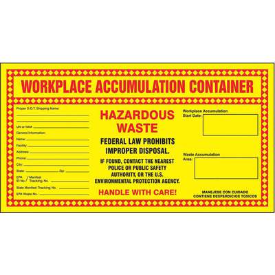 Hazardous Waste Label,6-1/2 In.