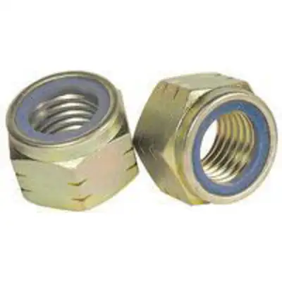 25 5/16-24 Nylon Lock Nuts Yellow zinc 5/16" x 24  Steel Gr 8 