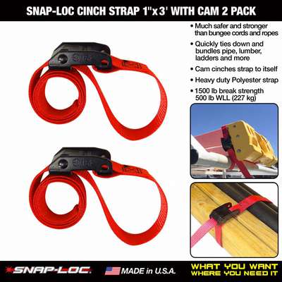 SNAP-LOC SLCTC103CR2 Cinch Cam Strap,36" L x 1" W,PR 