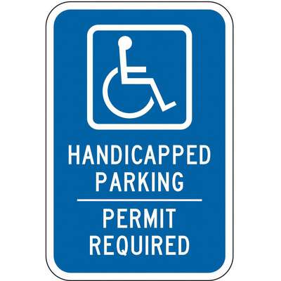 Parking Sign,18 x 12In,Wht/Bl,