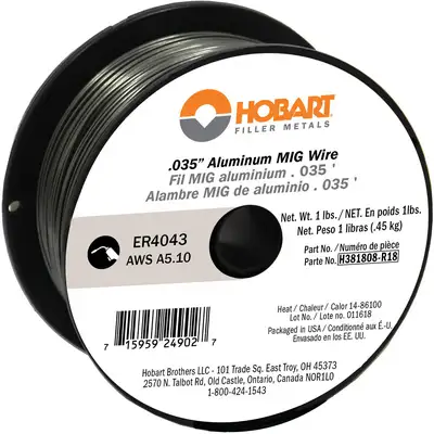 Aluminum ER4043 MIG Welding Wire .035" 1 Roll ER4043-.035" 5 Ib Roll