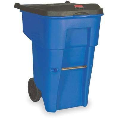 911398-3 Rubbermaid BRUTE 95 gal. Rectangular Flat Top Roll Out Trash Can,  45-13/32H, Blue