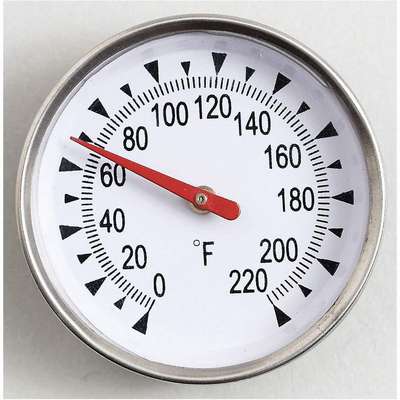 911455 General PT2020G-220 Analog Dial Thermometer; 2 in. Dial, 0 deg. F to  220 deg. F, 20 in. Stem Length