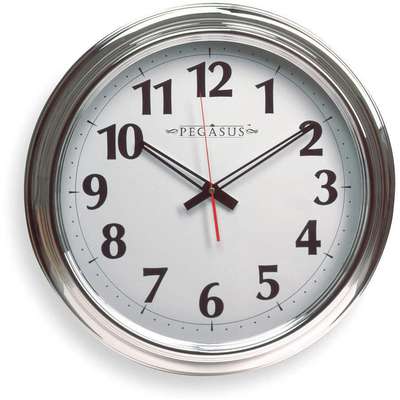 Analog Clock,18 In,Silver