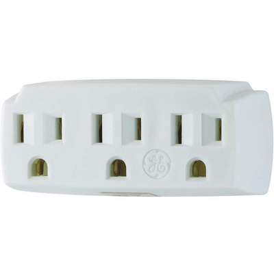 Plug Adapter,3 Outlets,White,