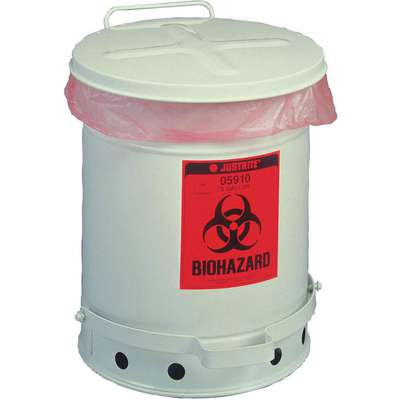 Can,Biohazard,10 Gal,White
