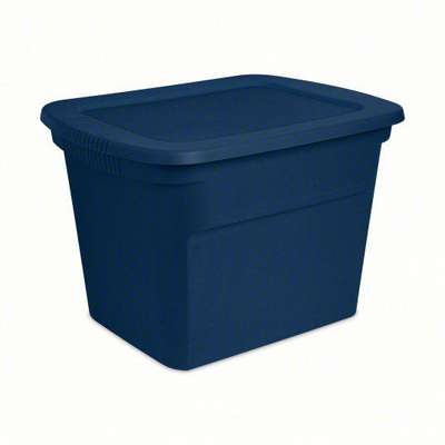 922309-4 Sterilite Storage Tote: 18 gal, 23 1/2 in x 18 3/8 in x 16 1/8 in,  Blue Body, Blue Lid