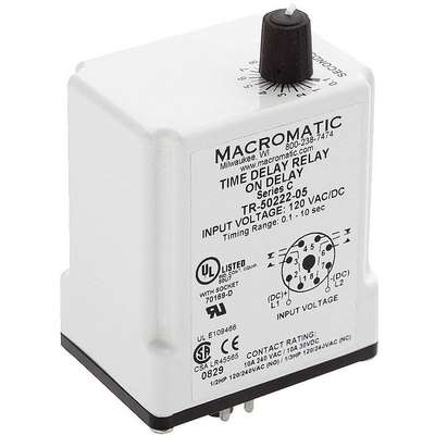 Time Delay Relay,120VAC/Dc,10A,