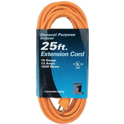 Extension Cord,25 Ft,Orange,