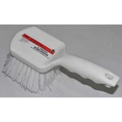 Plastic Block White Nylon Fill Short Handle 8" Utility Scrub Brush 