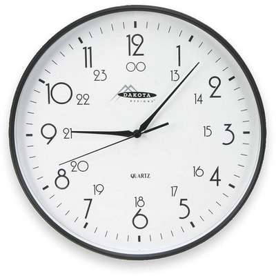 Clock,Rnd,Analog,24 Hr,12in,