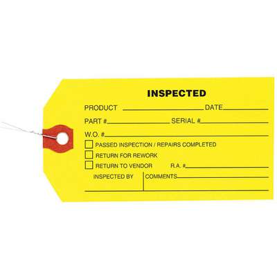 Hold Do Not Use Inspection Tag Yellow 4-3/4 x 2-3/8 Pack of 100 