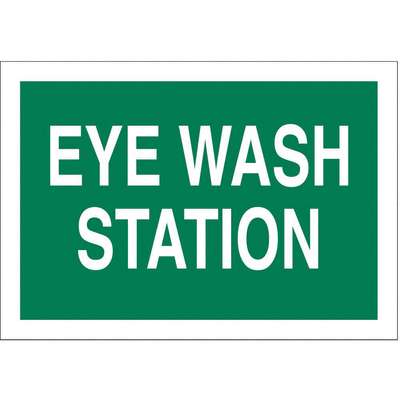 Eye Wash Sign,7 x 10In,Wht/Grn,