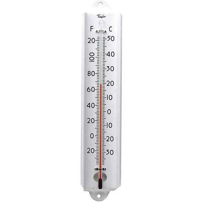 917548-8 Taylor Analog Thermometer: Wall-Mount, -30° to  120°F/-30° to 50°C, 12 in H x 3/8 in D, 2°F