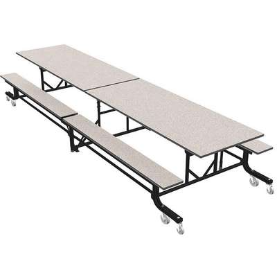Mobile Bench Table,Gray Glace,