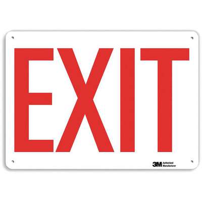 Exit Sign,14x10 In.,Red/White,
