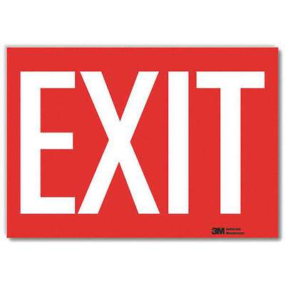 Exit Sign,10x7 In.,White/Red,