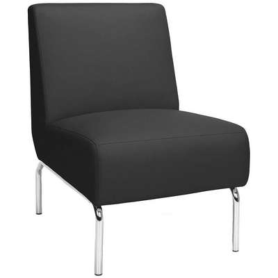 Armless Chair,Black,Vinyl/Wood/