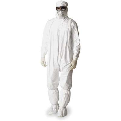 Hooded Coverall,Elastic,White,