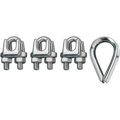 + Thimbles 6 12 1/16" Stainless Steel Wire Rope Clips 
