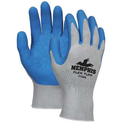 Coated Gloves,Latex,Blue/Gray,